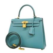 Pre-owned Leather handbags Hermès Vintage , Blue , Dames