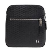 Zwarte schoudertas met rits en zakken Armani Exchange , Black , Heren