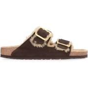 Shearling slides met bontvoering Birkenstock , Brown , Heren