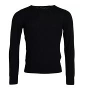 Zwarte Cashmere Crew Neck Sweater Dolce & Gabbana , Black , Heren