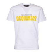 Zwart Katoen Crew Neck T-shirt Dsquared2 , White , Heren