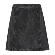 Eenvoudige Denim Rok in Middengrijs Kaffe , Blue , Dames