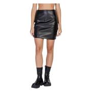 Zwarte Polyurethaan Rits Rok Herfst/Winter Ichi , Black , Dames