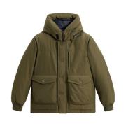 Groene Gewatteerde Jas met Logopatch Woolrich , Green , Heren