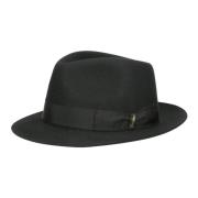 Geborstelde Vilt Fedora Hoed Borsalino , Black , Heren