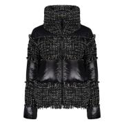 Bouclé Donsjas met Opstaande Kraag Herno , Black , Dames