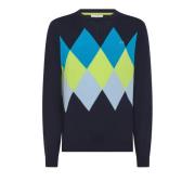 Blauwe Argyle Trui Sun68 , Blue , Heren