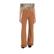 Wijde Pijp Sandy Brown Katoenen Broek Twinset , Brown , Dames