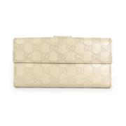 Pre-owned Leather wallets Gucci Vintage , Beige , Dames