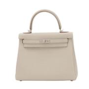 Pre-owned Leather handbags Hermès Vintage , White , Dames