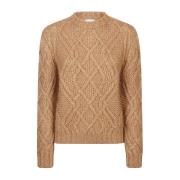 Merino Wol Mohair Zijde Trui Eleventy , Brown , Dames