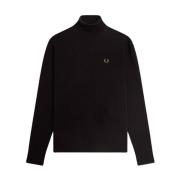 Hoge nek trui van katoen en merinowol Fred Perry , Blue , Heren