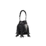 Stijlvolle Leren Tas La Carrie , Black , Dames