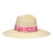 Sophie Panama Semicrochet Hatband Borsalino , White , Dames