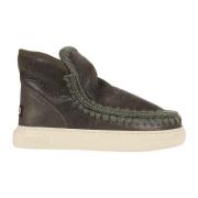 Gedurfd Metallic Zwart Olijf Sneaker Mou , Green , Dames