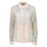 Gerimpeld Kant Zijde Katoen Shirt Bottega Veneta , Pink , Dames