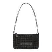 Stijlvolle Schoudertas met Rits en Logo Love Moschino , Black , Dames