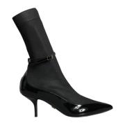 Zwarte Lakleren Stiletto Enkellaarsjes Dolce & Gabbana , Black , Dames