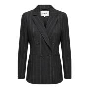 Pinstripe Grijs Blazer met Reverskraag Only , Gray , Dames