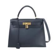 Pre-owned Leather handbags Hermès Vintage , Blue , Dames