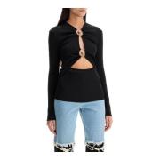 Geribbelde longsleeve top met messing details Christopher Esber , Blac...