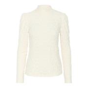 Elegante Textuur Hoge Hals Blouse Cream , White , Dames