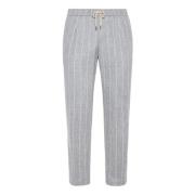 City Broek in Pinstripe Flanel Boggi Milano , Gray , Heren