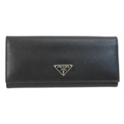 Pre-owned Leather wallets Prada Vintage , Black , Dames