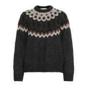 Fair Isle Pullover Trui Donkergrijs InWear , Gray , Dames