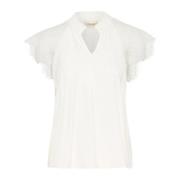 Kanten blouse met prachtige kanten mouwen Cream , White , Dames