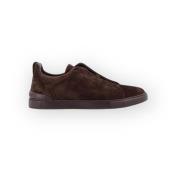 Lage Triple Stitch Sneakers Ermenegildo Zegna , Brown , Heren