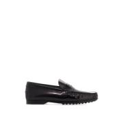 Geborsteld leren loafers met penny detail Tod's , Black , Heren