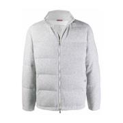 Kasjmier Gewatteerde Jas met Ganzendons Brunello Cucinelli , Gray , He...