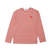 Gestreept T-shirt met lange mouwen in rood en wit Comme des Garçons Pl...