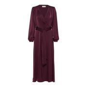 Elegante Gedrapeerde Jurk in Winetasting Cream , Purple , Dames