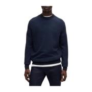 Blauwe Sweater Amercury Bicolor Gebreid Hugo Boss , Blue , Heren