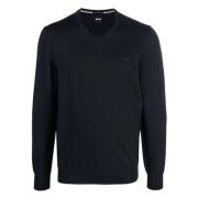 Wollen gebreide kleding met geborduurd logo Hugo Boss , Blue , Heren