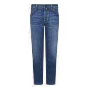 Blauwe Slim Fit Jeans met Logoborduursel Jacob Cohën , Blue , Heren