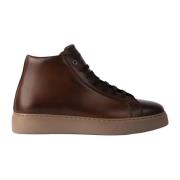 Bruin Leren Veterschoen Hoge Sneakers Exton , Brown , Heren