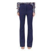 Blauwe Bootcut Broek met Hoge Taille Fracomina , Blue , Dames