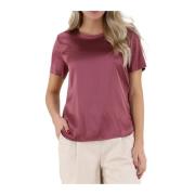 Glanzende T-shirt met onderkant spleten Liu Jo , Pink , Dames