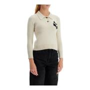 Katoen Wol Polo Pullover Geborduurd Logo Isabel Marant Étoile , Beige ...