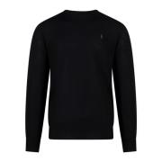 Slim Fit Wol Gebreide Trui Polo Ralph Lauren , Black , Heren