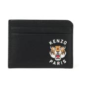 Zwarte Leren Kaarthouder Lucky Tiger Kenzo , Black , Heren