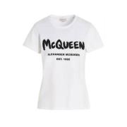 Stijlvol T-shirt voor mannen Alexander McQueen , White , Dames