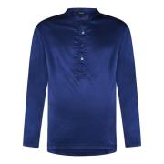 Blauwe Zijden Henley Ondergoed Tom Ford , Blue , Heren