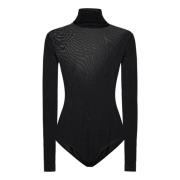 Zwarte Coltrui Bodysuit met Vier Stiksels Maison Margiela , Black , Da...