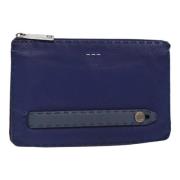 Pre-owned Leather clutches Fendi Vintage , Blue , Dames