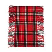 Luxe Cashmere Ruitpatroon Franje Sjaal Burberry , Red , Unisex