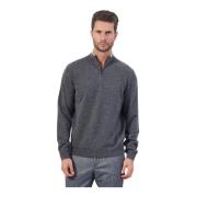 Grijze Wol Zip Trui Hugo Boss , Gray , Heren